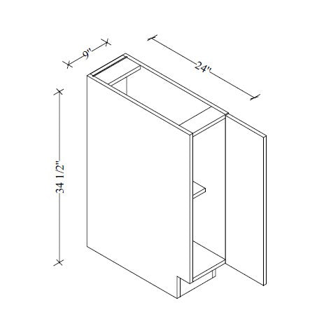 B09FD European Base Cabinet Full Door 9"Wx34-1/2"Hx24"D