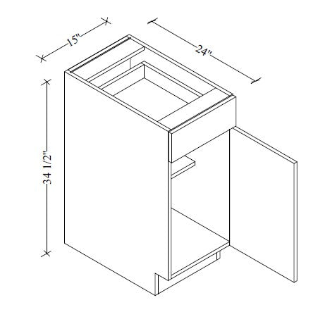 B15 European Base Cabinet 15"Wx34-1/2"Hx24"D