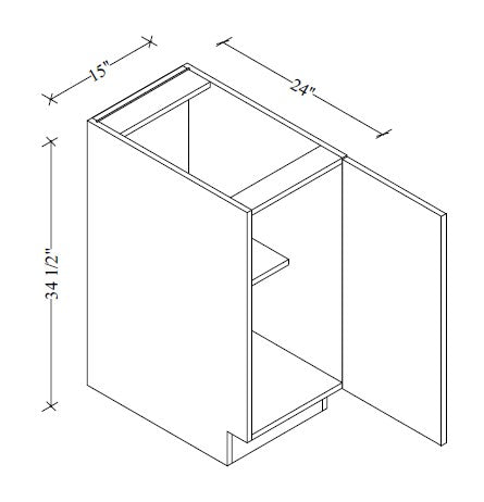 B15FD European Base Cabinet Full Door 15"Wx34-1/2"Hx24"D