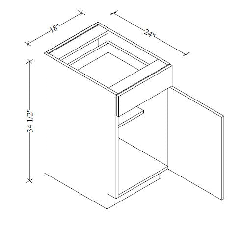 B18 European Base Cabinet 18"Wx34-1/2"Hx24"D