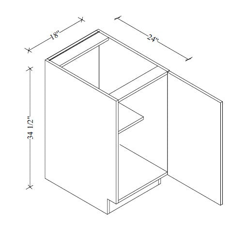 B18FD European Base Cabinet Full Door 18"Wx34-1/2"Hx24"D