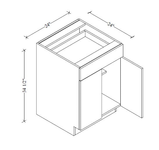 B24 European Base Cabinet 24"Wx34-1/2"Hx24"D