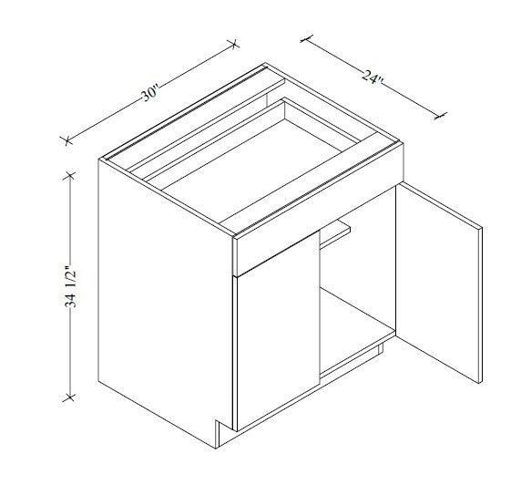 B30 European Base Cabinet 30"Wx34-1/2"Hx24"D