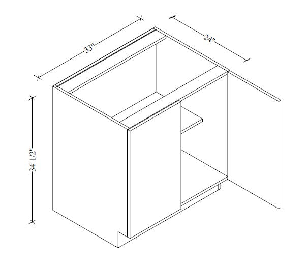 B33FD European Base Cabinet Full Door 33"Wx34-1/2"Hx24"D