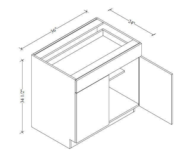B36 European Base Cabinet 36"Wx34-1/2"Hx24"D