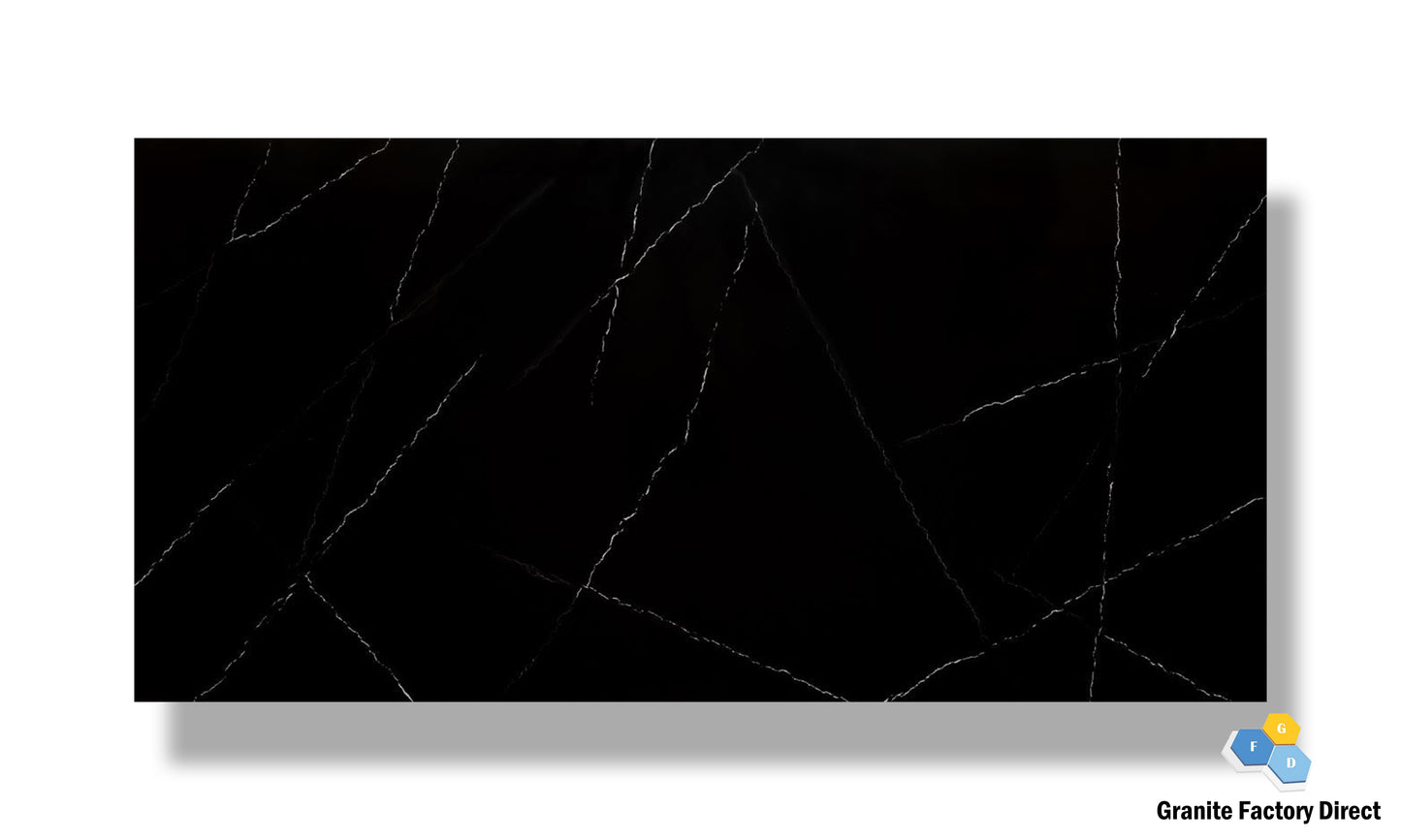 Black Marquina Quartz GFD104 Countertop Prefab and Island for sale