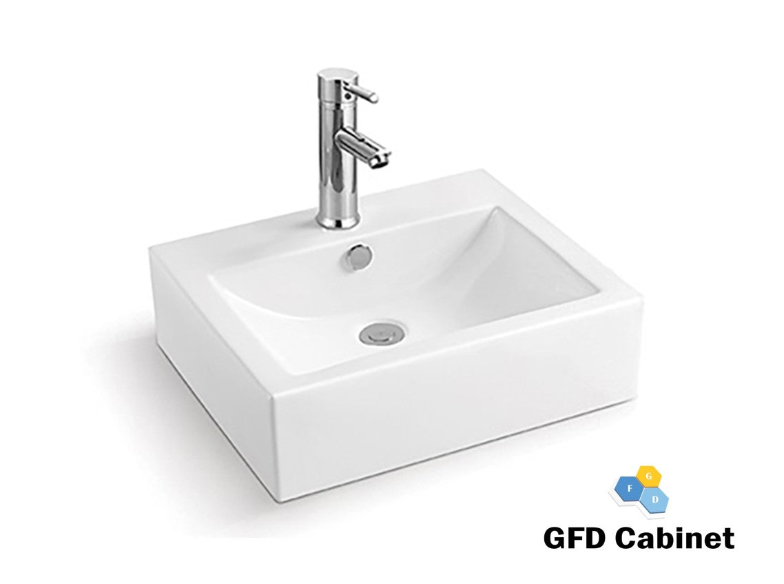 D02 18 Gauge (18G) White Artistic Above Counter Ceramic Basin