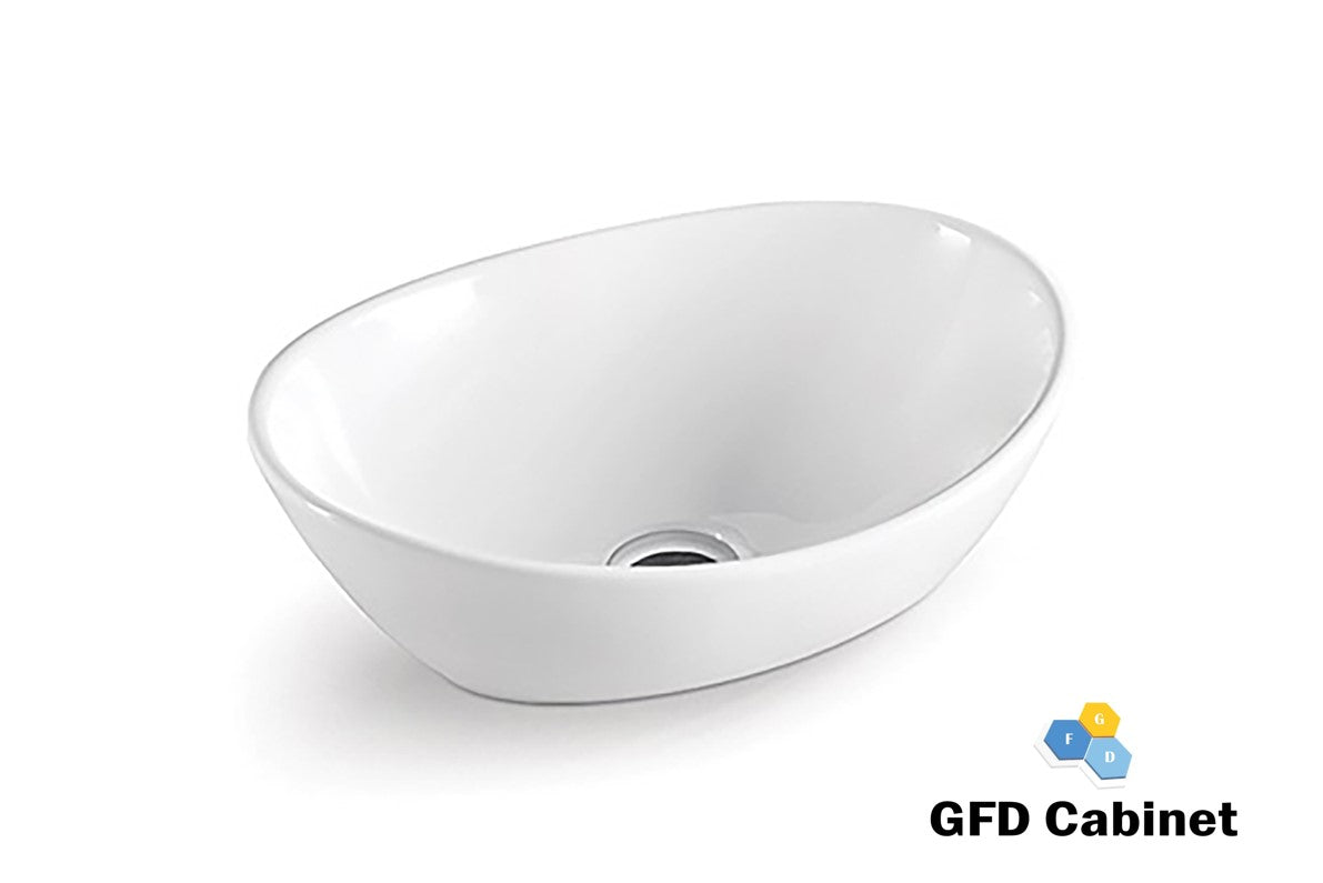 D224A 18 Gauge (18G) White Artistic Above Counter Ceramic Basi