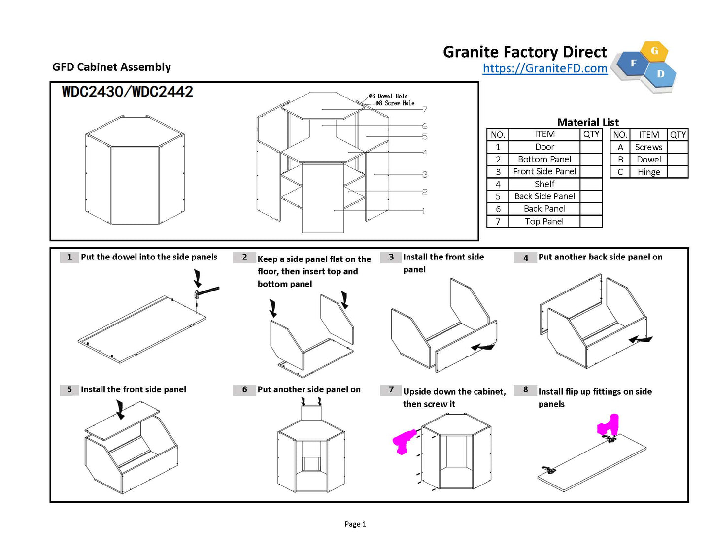 WDC2436 Wall Diagonal Corner Cabinet 24"Wx36"Hx12"D