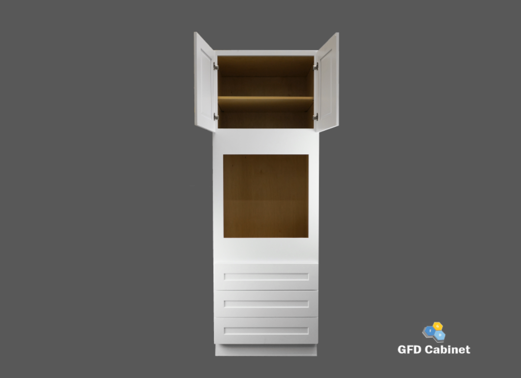 OC3196 Shaker Style Oven Cabinet 31"Wx96"Hx24"D 2 Doors 3 Drawers