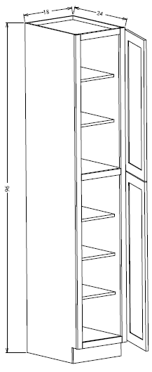 PC1896 Shaker Style Wall Pantry Cabinet 18"Wx96"Hx24"D