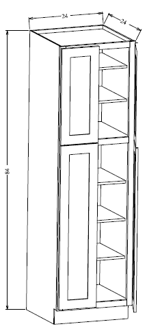 PC2484 Shaker Style Wall Pantry Cabinet 24"Wx84"Hx24"D