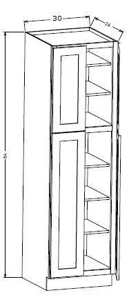 PC3084 Shaker Style Wall Pantry Cabinet 30"Wx84"Hx24"D