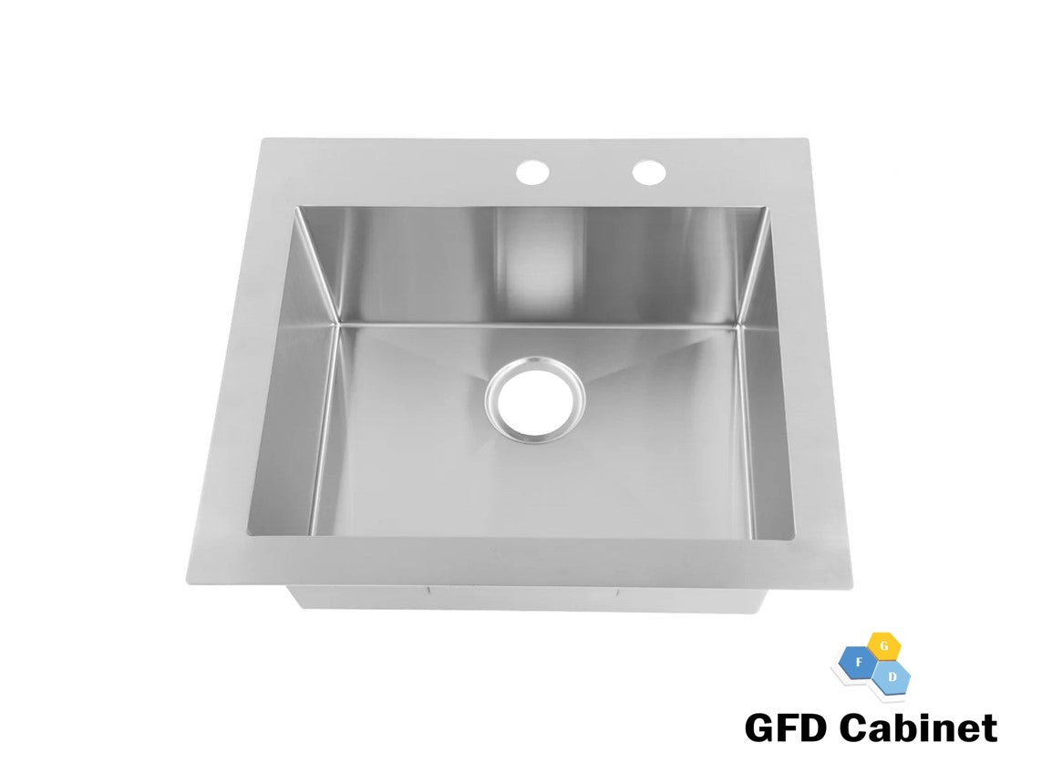 RD2522-9 18 Gauge (18G) Round Corners Topmount Stainless Steel Single bowl Sink