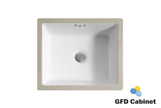 SF1614 Rectangular Ceramic Undermount Bathroom Sink with Overflow