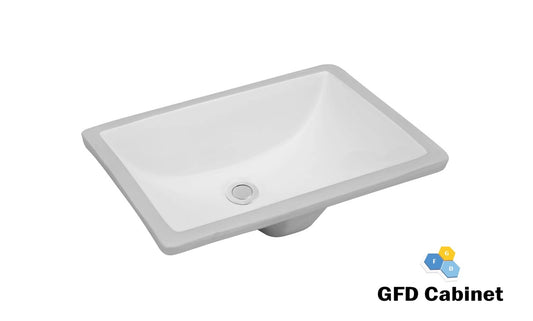 SK-2013-WH 18 Gauge (18G) Rectangular Ceramic Undermuont Basin White Color