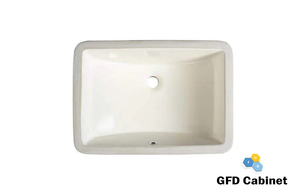 SK-2254-WH 18 Gauge (18G) Rectangular Ceramic Undermount Basin white Color