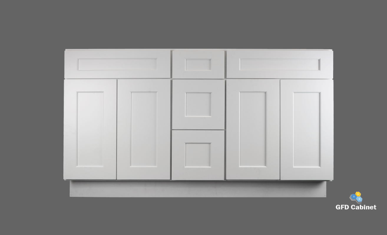 VDB6021-2S Shaker Style Cabinet Vanity Double Sink 60"Wx34-1/2"Hx21"D
