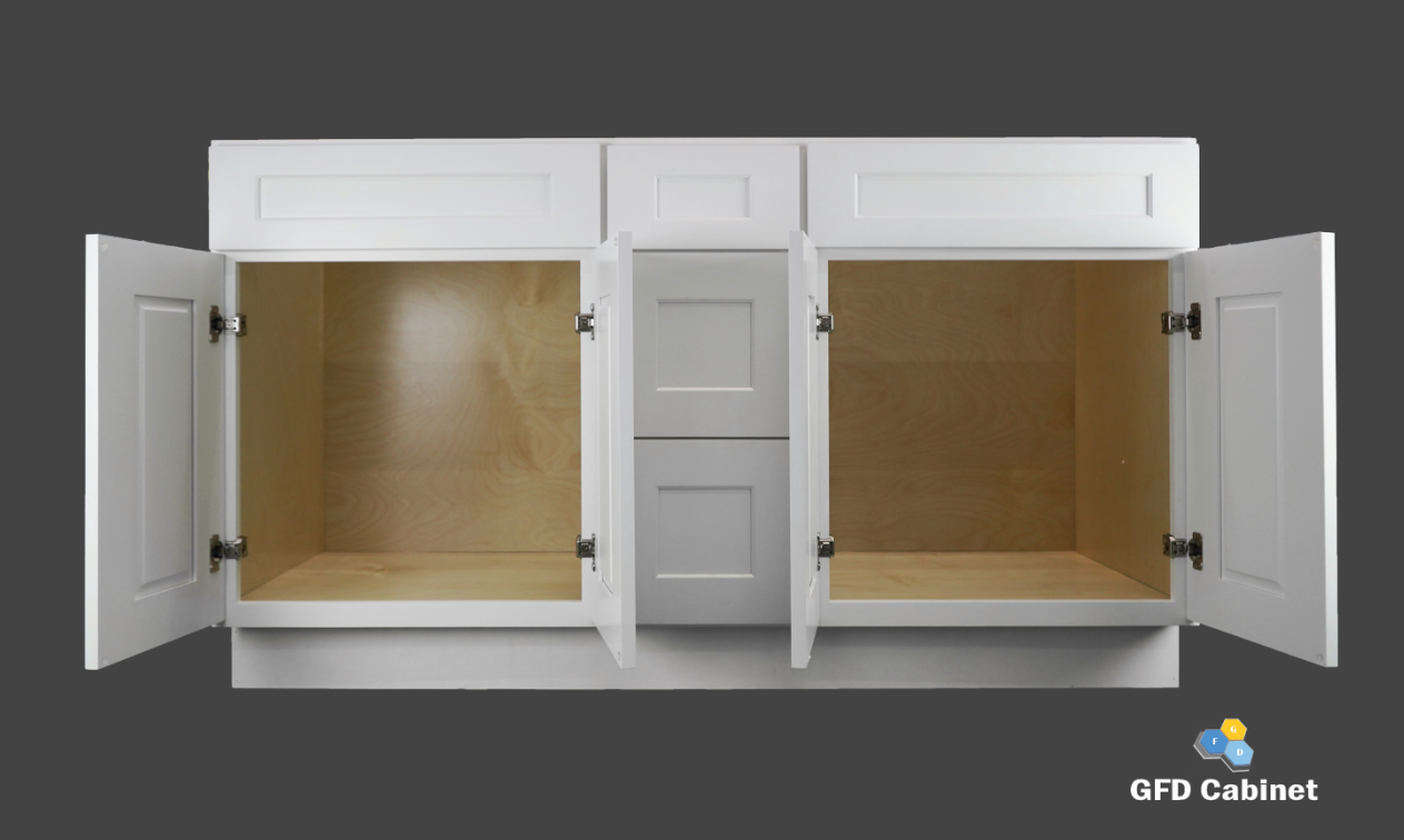 VDB6021-2S Shaker Style Cabinet Vanity Double Sink 60"Wx34-1/2"Hx21"D