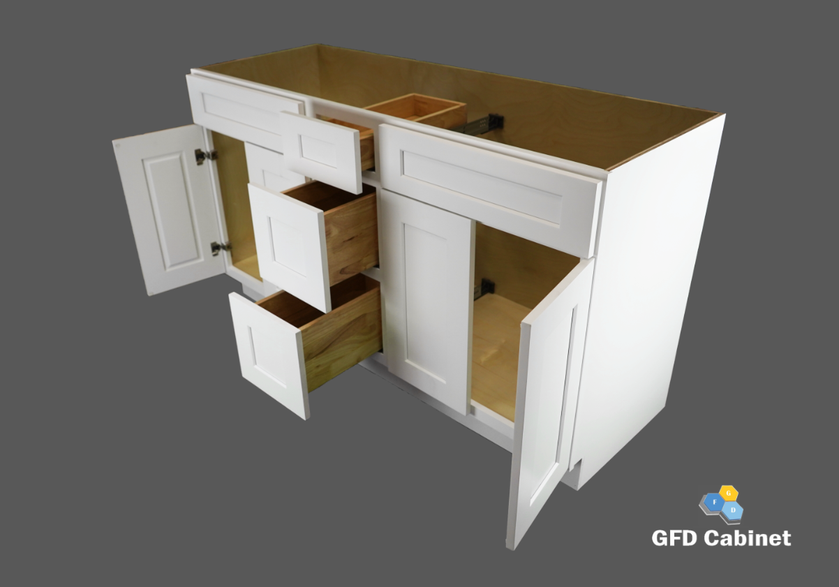 VDB6021-2S Shaker Style Cabinet Vanity Double Sink 60"Wx34-1/2"Hx21"D