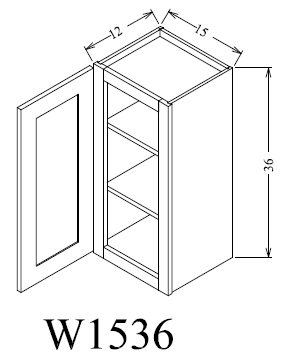 W1536 Shaker Style Wall Cabinet 15"Wx36"Hx12"D