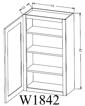 W1842 Shaker Style Wall Cabinet 18"Wx42"Hx12"D