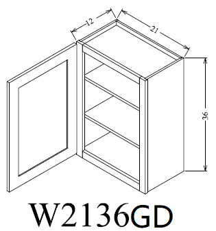 W2136GD Shaker Style Wall Cabinet With Glass Door 21"Wx36"Hx12"D