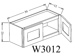 W3012 Shaker Style Wall Cabinet 30"Wx12"Hx12"D