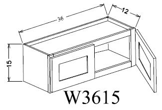 W3615 Shaker Style Wall Cabinet 36"Wx15"Hx12"D