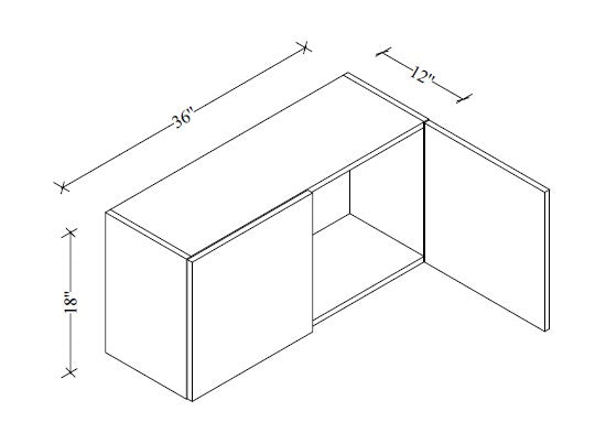 W3618 Wall Cabinet 36"Wx18"Hx12"D
