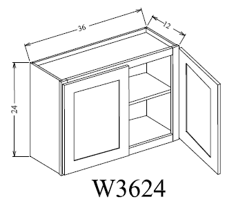W3624 Shaker Style Wall Cabinet 36"Wx24"Hx12"D