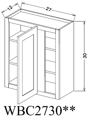 WBC2730 Shaker Style Wall Blind Corner Cabinet 27"Wx30"Hx12"D