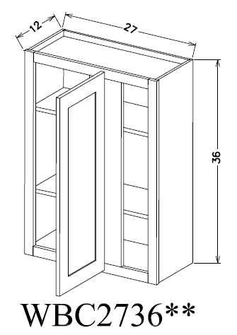WBC2736 Shaker Style Wall Blind Corner Cabinet 27"Wx36"Hx12"D