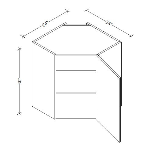 WDC2430 Wall Diagonal Corner Cabinet 24"Wx30"Hx12"D