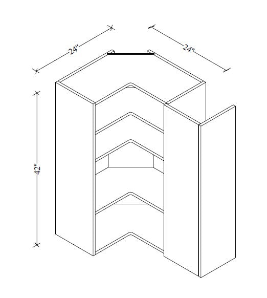 WER2442 Frameless European Style Wall Easy Reach Cabinet 24"Wx42"Hx12"D