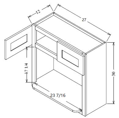 WMC2730 Shaker Style Wall Microwave Cabinet 27"Wx30"Hx12"D