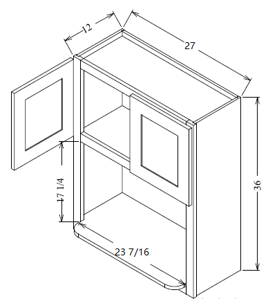 WMC2736 Shaker Style Wall Microwave Cabinet 27"Wx36"Hx12"D