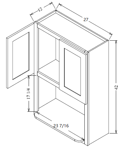 WMC2742 Shaker Style Wall Microwave Cabinet 27"Wx42"Hx12"D