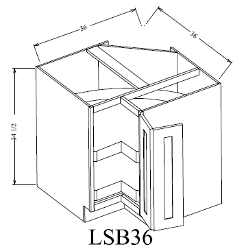BLS36 Shaker Style Base Lazy Susan Cabinet 36"Wx34-1/2"Hx24"D
