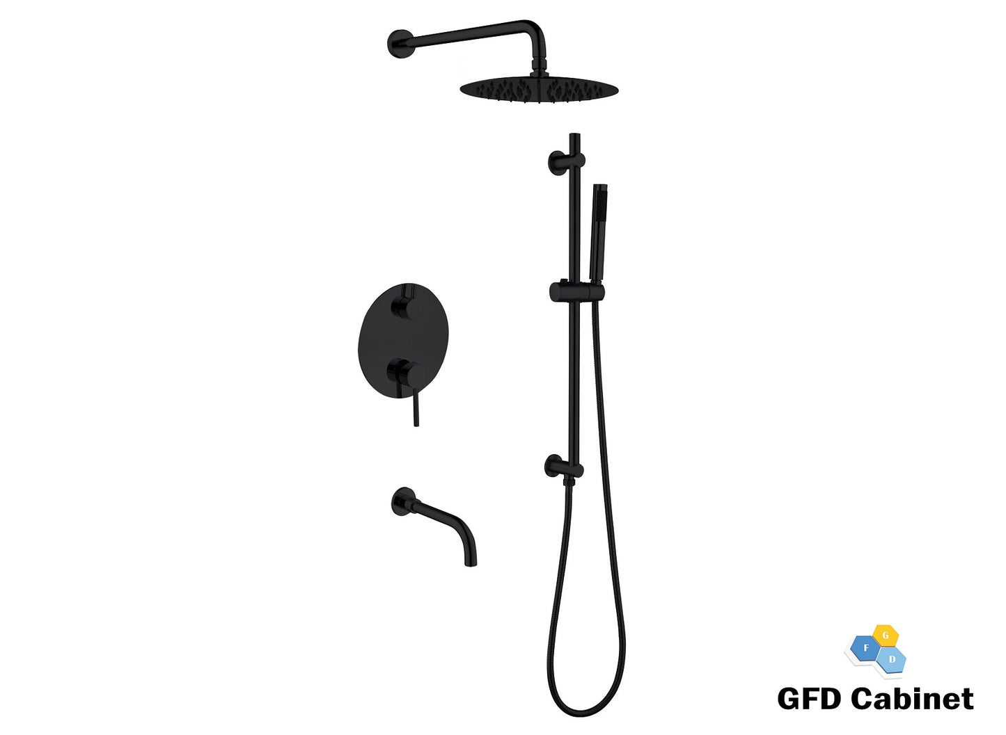 Z612008 Black Single Lever Concealed Bath Shower Faucet
