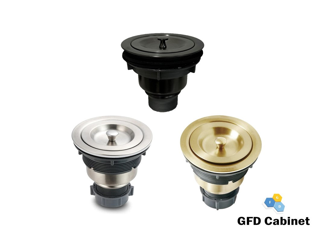 A-D-SS-02 Kitchen Basket Strainer with Cover, Fits all 3 1/2 drain opening Gold/Black/Brushed Nickel