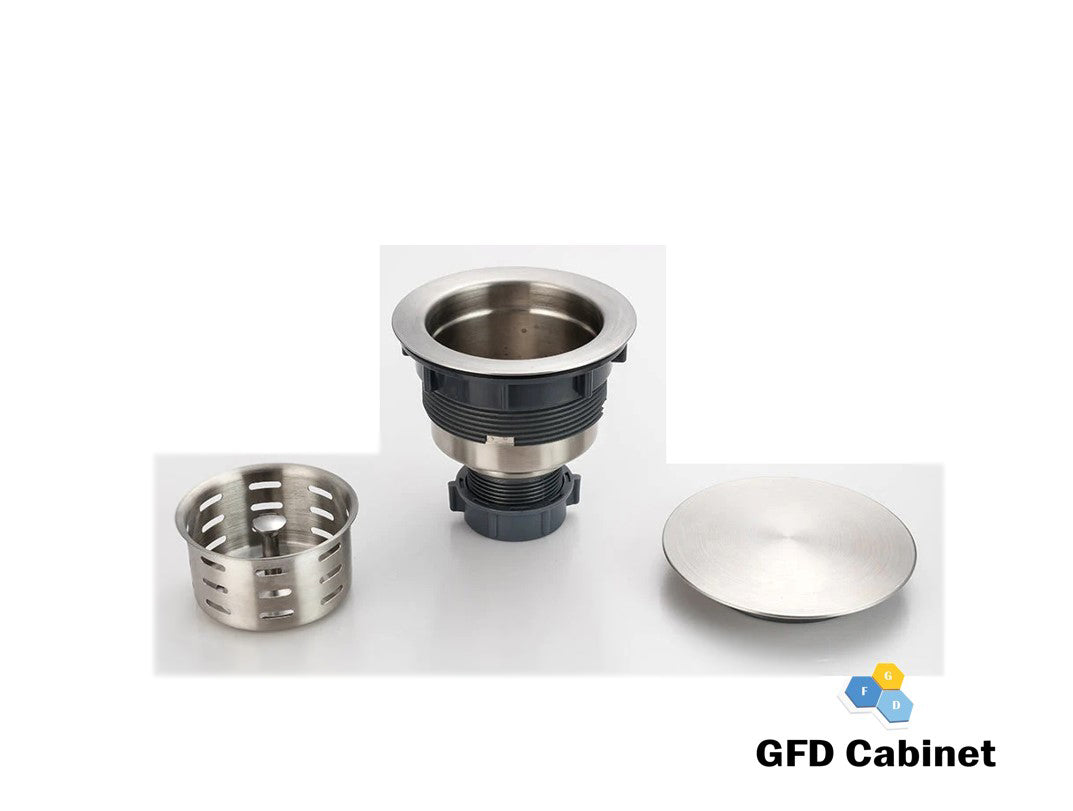 A-D-SS-03-BN Brushed Nickel Kitchen Basket Strainer with Full Cover, Fits all 3 1/2 drain opening