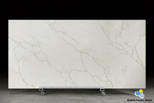 Calacatta Imperial Quartz GFD092 Countertop Prefab and Slab for sale