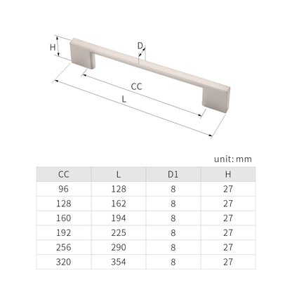 H-1165-128 5-1/16 in. (H-2008A) (128 mm) Center-to-Center Cabinet Thin Square Pull Handle