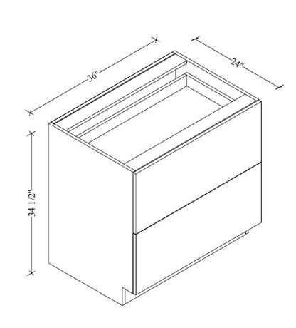 2DB36 European 2-Drawer Base Cabinet 36"Wx34-1/2"Hx24"D
