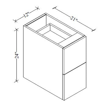 2FVD12 Floating Vanity 2-Drawer Base 12"Wx22"Hx21"D