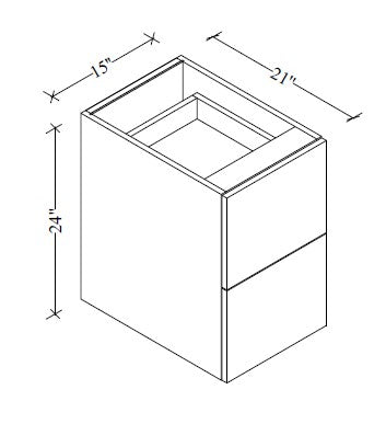 2FVD15 Floating Vanity 2-Drawer Base15"Wx22"Hx21"D