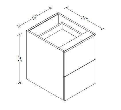 2FVD18 Floating Vanity 2-Drawer Base 18"Wx22"Hx21"D