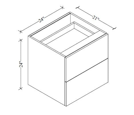 2FVD24 Floating Vanity 2-Drawer Base 24"Wx22"Hx21"D