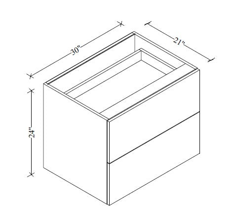 2FVD30 Floating Vanity 2-Drawer Base 30"Wx22"Hx21"D